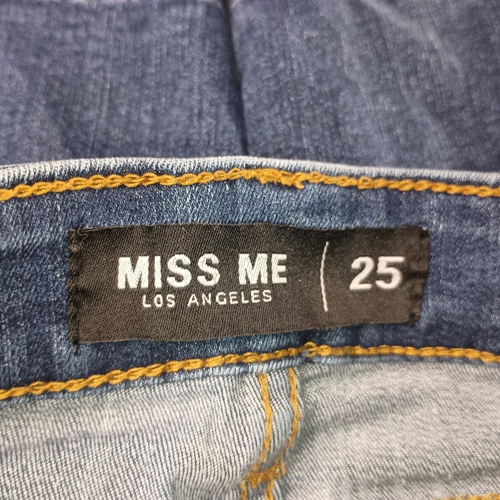 MISS ME Designer Dark blue Wash stretchy jeans with fringe(#1,187) - Picture 2 of 6